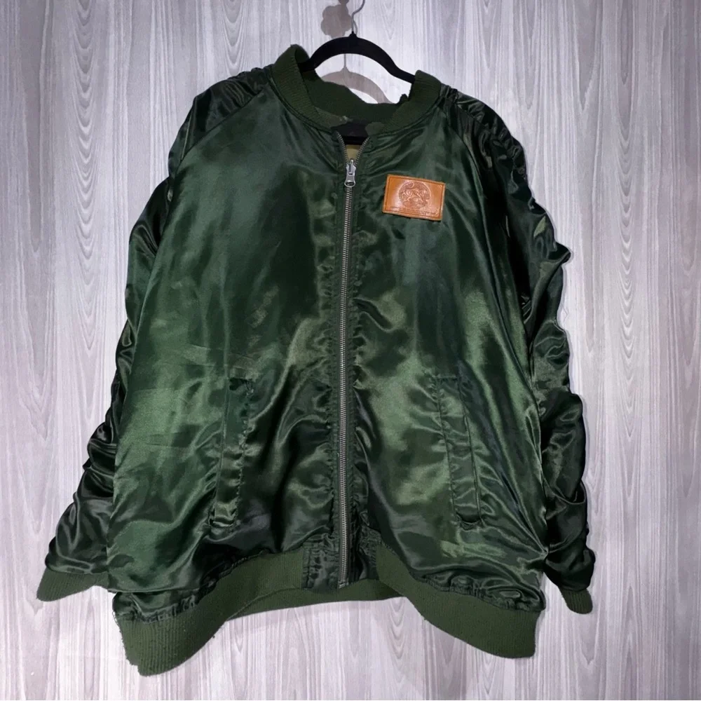 IRO Iroochi Reversible Camo Green Bomber Jacket Embroidered Tiger‎ Floral 2XL